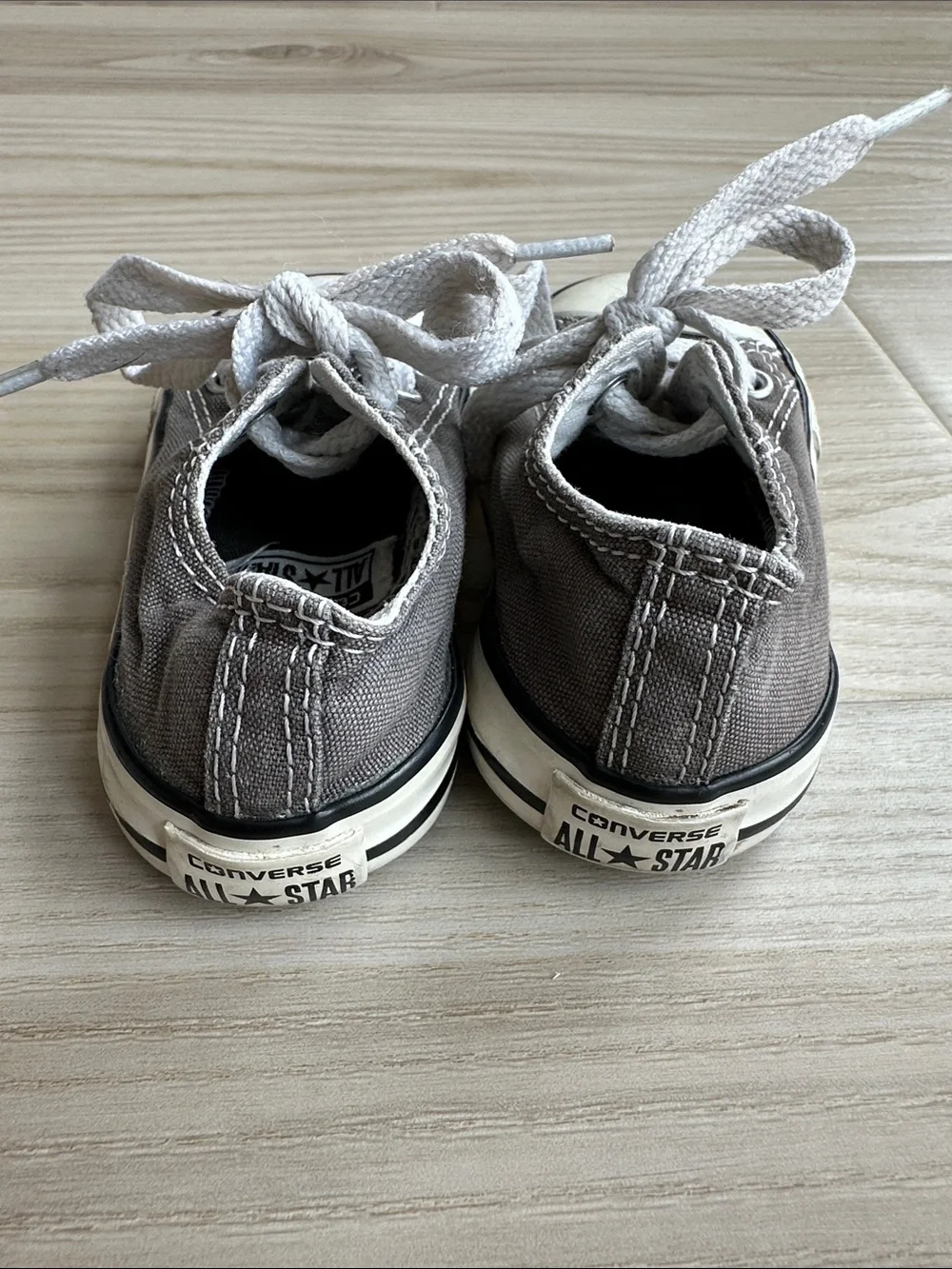 Converse Grey Canvas Low-Top Sneakers with White Laces